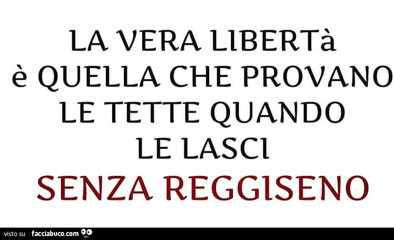 La vera libertà è quella che provano le tette quando le lasci senza reggiseno