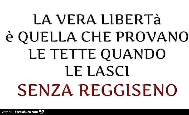 La vera libertà è quella che provano le tette quando le lasci senza reggiseno