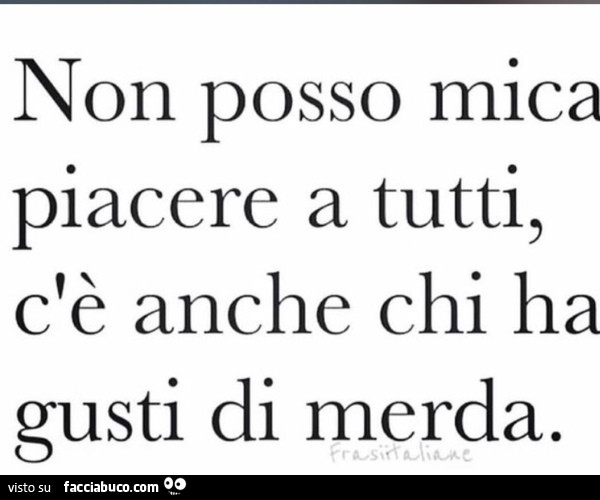Non Si Può Piacere A Tutti Frasi Non posso mica piacere a tutti, c'è anche chi ha gusti di merda