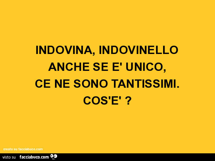 Indovina, indovinello anche se è unico, ce ne sono tantissimi. Cos'è?