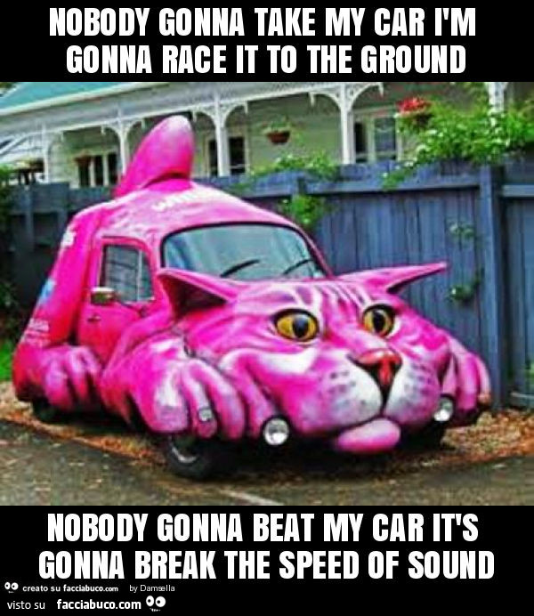 Nobody gonna take my car ìm gonna race it to the ground nobody gonna beat my car it's gonna break the speed of sound