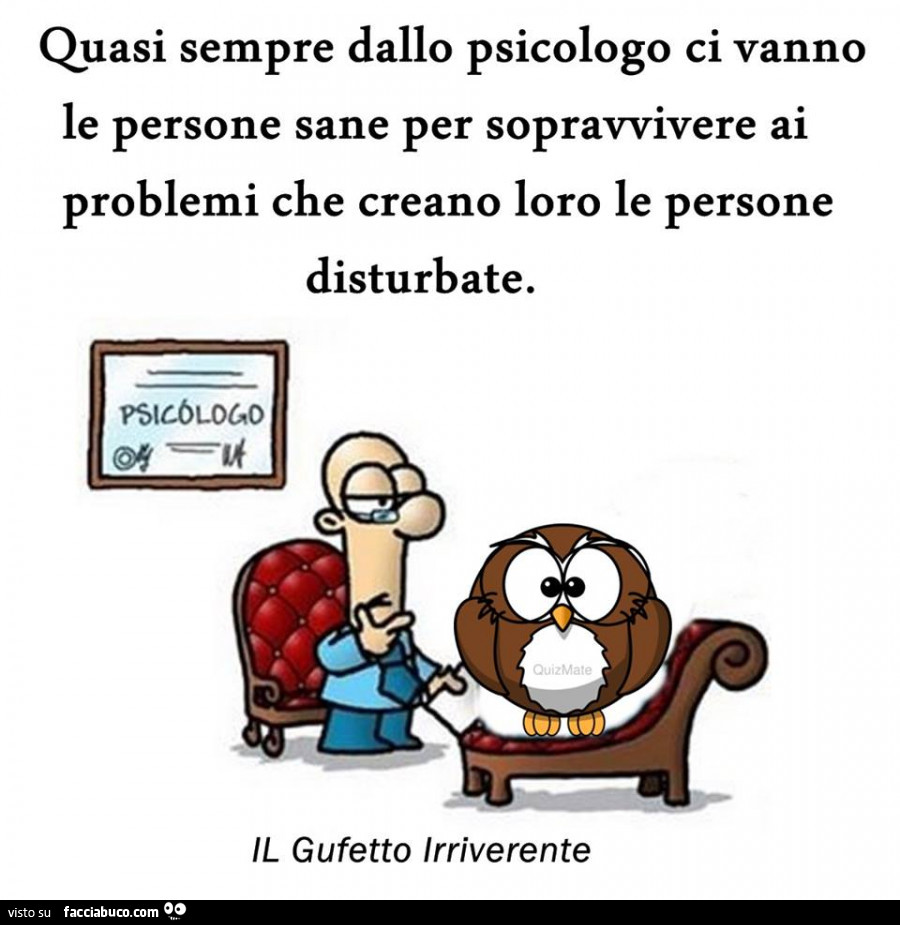 Quasi sempre dallo psicologo ci vanno le persone sane per sopravvivere ai problemi che creano loro le persone disturbate