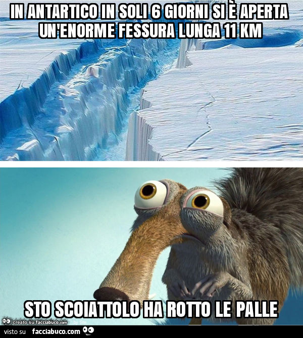 In antartico in soli 6 giorni si è aperta un'enorme fessura lunga 11 km sto scoiattolo ha rotto le palle