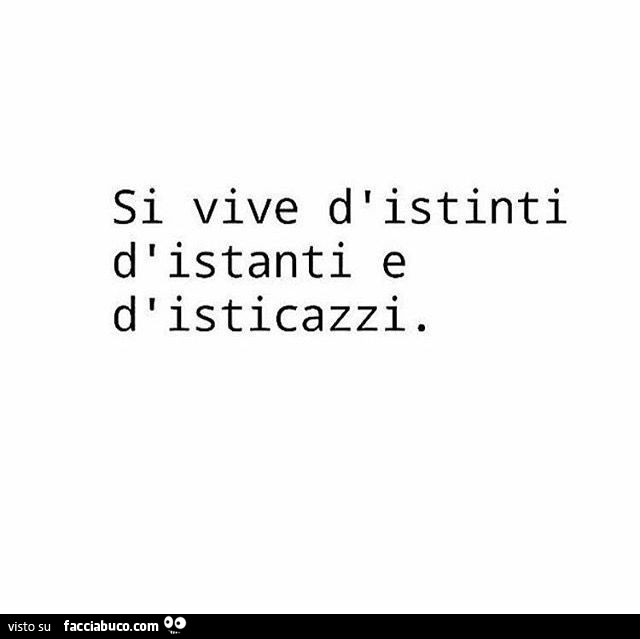 Si vive d'istinti, d'istanti e d'isticazzi