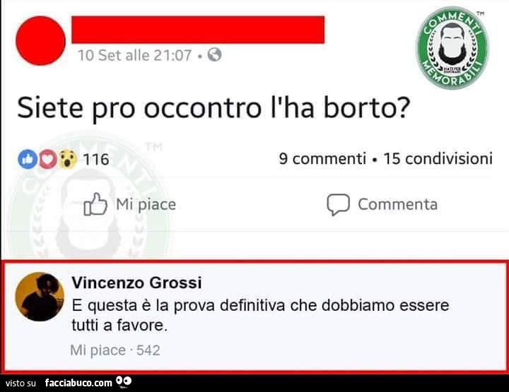 Siete pro occontro l'ha borto? E questa è la prova definitiva che dobbiamo essere tutti a favore