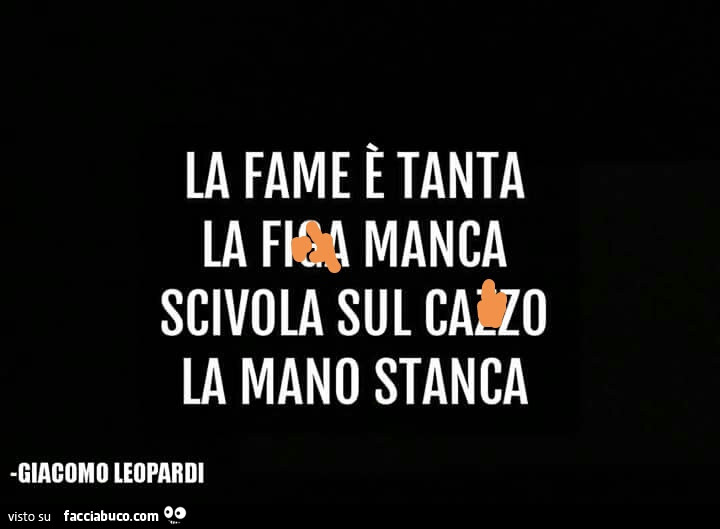 La fame è tanta la figa manca scivola sul cazzo la mano stanca