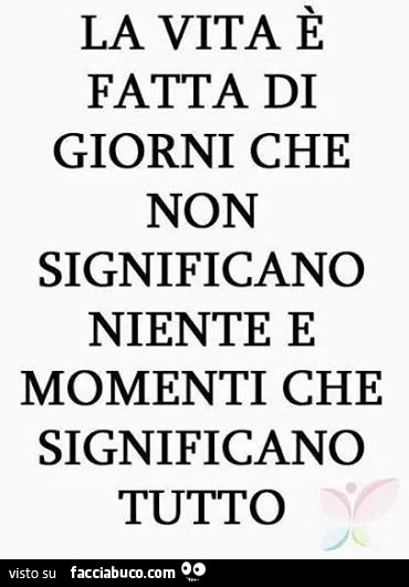 La vita è fatta di giorni che non significano niente e momenti che significano tutto