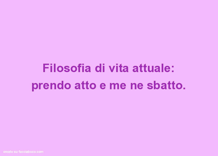 Filosofia Di Vita Attuale Prendo Atto E Me Ne Sbatto Facciabuco Com