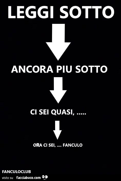 Leggi sotto. Ancora più sotto. Ci sei quasi. Ora ci sei, vaffanculo