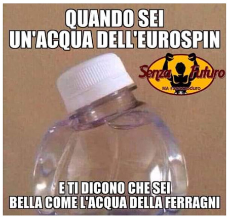 Quando sei un acqua della eurospin e ti dicono che sei bella come l 'acqua della Ferragni