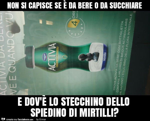 Non si capisce se è da bere o da succhiare e dov'è lo stecchino dello spiedino di mirtilli?