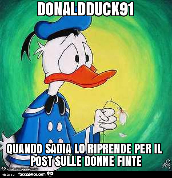 Donaldduck91 quando sadia lo riprende per il post sulle donne finte