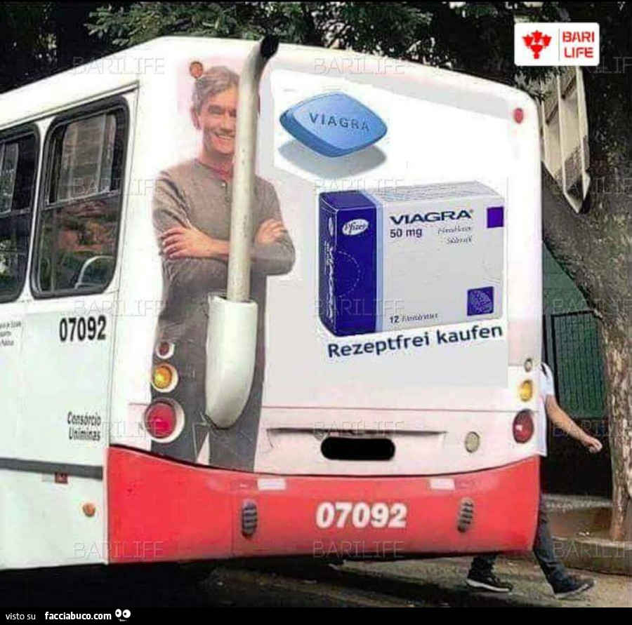 Pubblicità Viagra sull'autobus