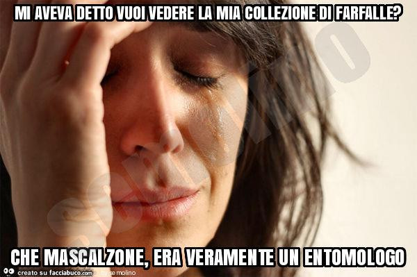 Mi aveva detto vuoi vedere la mia collezione di farfalle? Che mascalzone, era veramente un entomologo