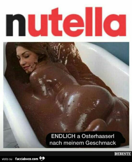 Nutella. Donna nuda nella vasca cosparsa di nutella