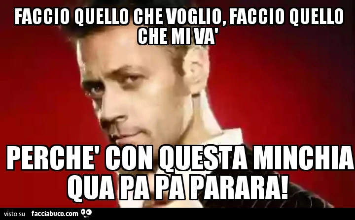 Faccio quello che voglio, faccio quello che mi và perchè con questa minchia qua pa pa parara