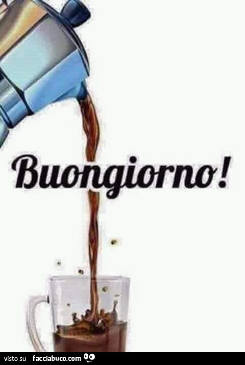 Caffettiera versa il caffè. Buongiorno