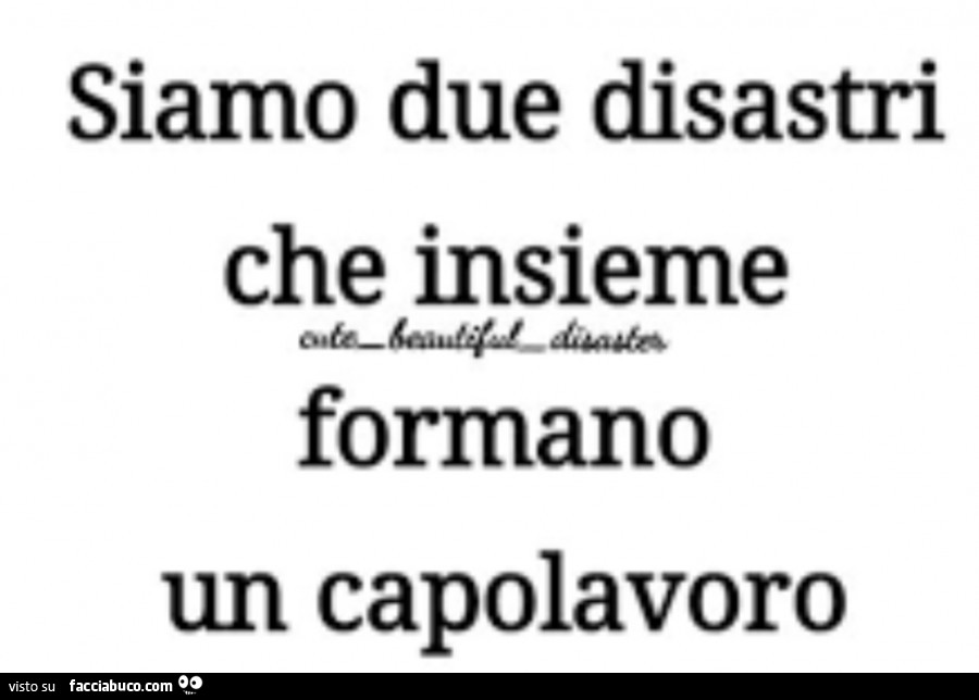 Siamo due disastri che insieme formano un capolavoro