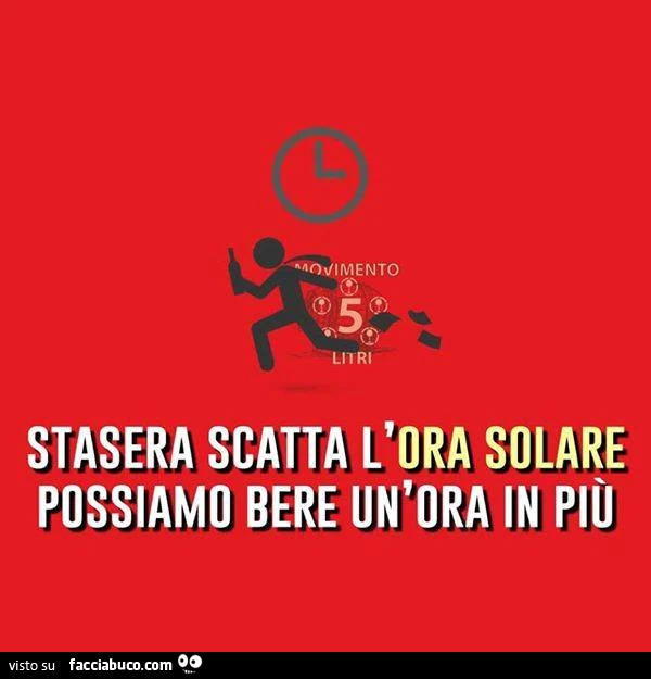 Stasera scatta l'ora solare possiamo bere un'ora in più