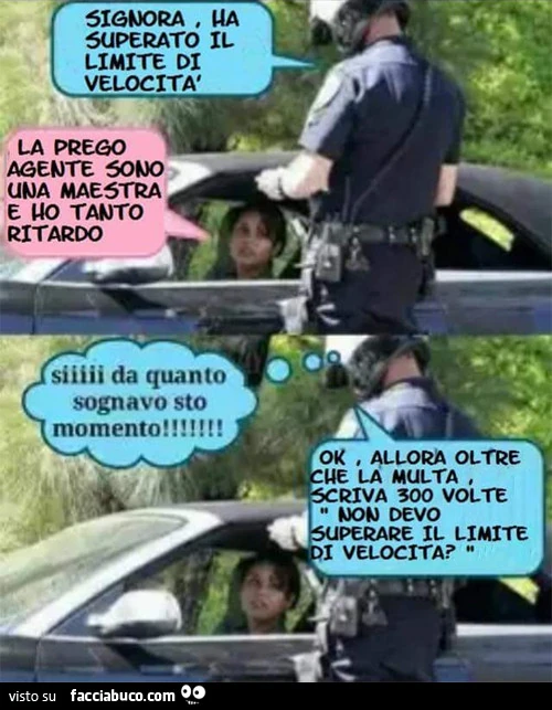 Signora ha superato il limite di velocità