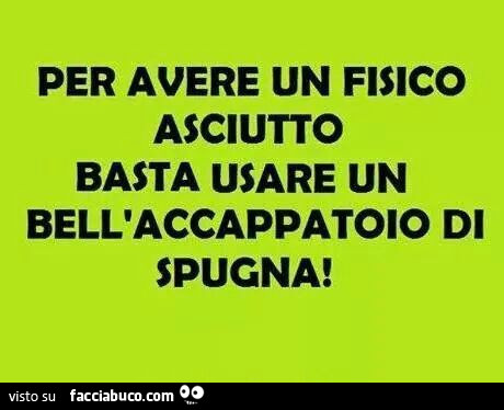 Per avere un fisico asciutto basta usare l'accappatoio di spugna