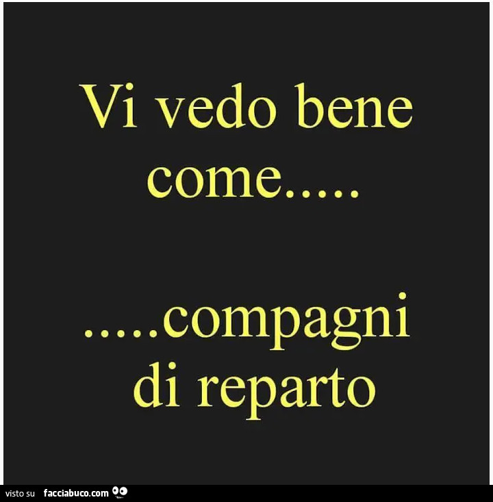 Vi vedo bene come compagni di reparto