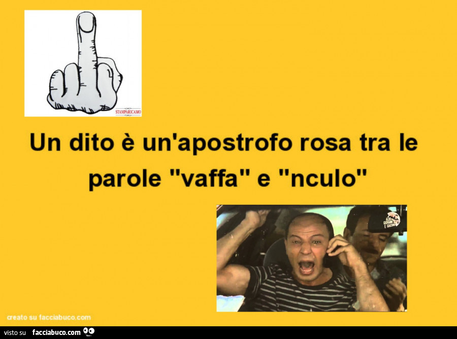 Un dito è un'apostrofo rosa tra le parole vaffa e nculo