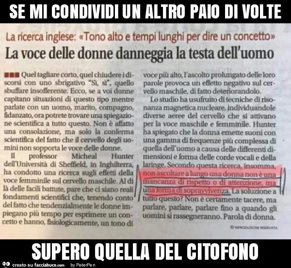 Se mi condividi un altro paio di volte supero quella del citofono