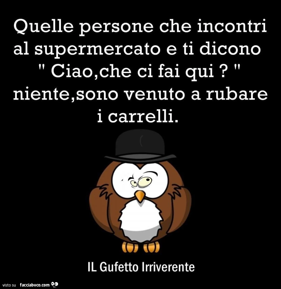 Quelle persone che incontri al supermercato e ti dicono ciao, che ci fai qui? Niente, sono venuto a rubare i carrelli