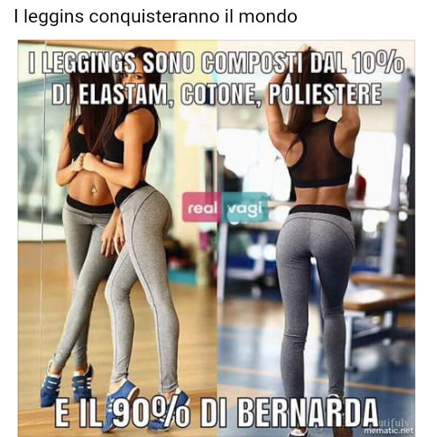 Il leggins sono composti per il 10% cotone 90% bernarda