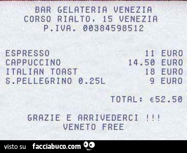 slika uspjeh predstavnik Bar gelateria venezia: €52.50 grazie e arrivederci veneto free - Facciabuco.com slika uspjeh predstavnik Bar gelateria venezia: €52.50 grazie e arrivederci veneto free - Facciabuco.com