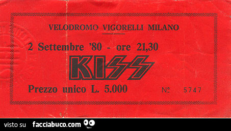 Velodromo vigorelli milano 2 settembre '80 ore 21,30 Kiss