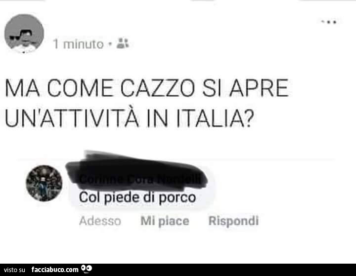 Ma come cazzo si apre un'attività in italia? Col piede di porco
