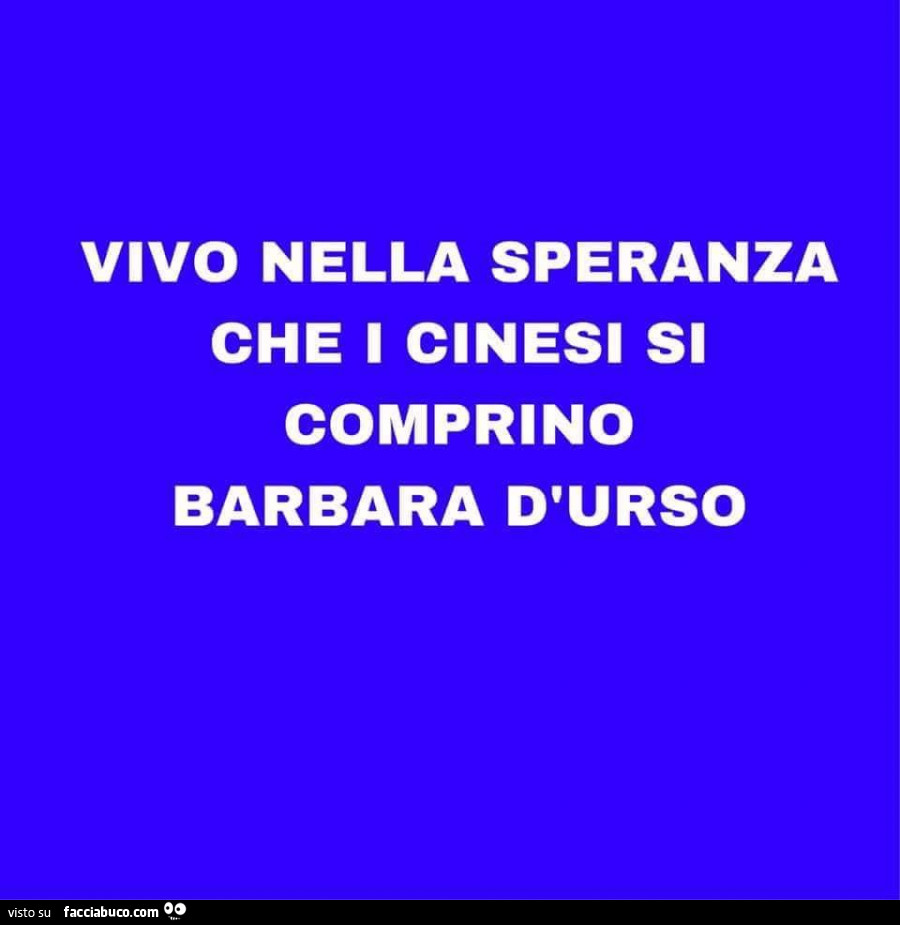 Vivo nella speranza che i cinesi si comprino Barbara D'Urso